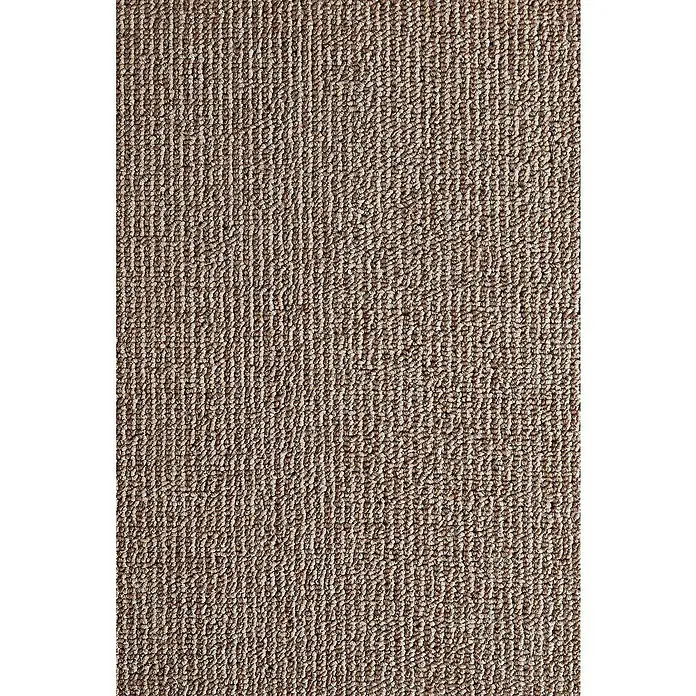 Teppichboden Meterware Aaron - Breite: 400 cm, Schlinge, 100 % Polypropylen, Braun - Nahaufnahme eines beigen Teppichs mit einer linearen Textur. Das neutrale Farbschema macht ihn zu einer vielseitigen Ergänzung für jeden Raum.