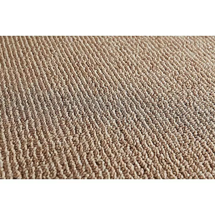 Teppichboden Meterware Aaron - Breite: 400 cm, Schlinge, 100 % Polypropylen, Braun - Nahaufnahme eines strukturierten Schlingenflorteppichs in Naturtönen.