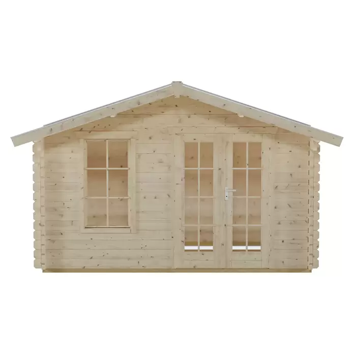 SKAN HOLZ Gartenhaus Langesund 1 - Außenmaß inkl. Dachüberstand (B x T): 380 x 350 cm, Holz, Natur