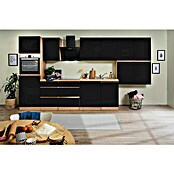 Respekta Premium Küchenleerblock Lorena (Breite: 380 cm, Schwarz, Dekor Arbeitsplatte: Holzoptik, Hochglänzend, Ohne Elektrogeräte) | BAUHAUS