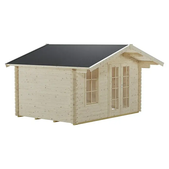 SKAN HOLZ Gartenhaus Langesund 1 - Außenmaß inkl. Dachüberstand (B x T): 380 x 350 cm, Holz, Natur - Holzgartenhaus mit schwarzem Dach, ideal für Gartenarbeit, Entspannung oder als Stauraum. Die Holzwände sind robust und langlebig.
