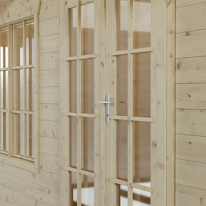 SKAN HOLZ Gartenhaus Stavanger 2 (Außenmaß inkl. Dachüberstand (B x T): 420 x 480 cm, Holz, Natur) | BAUHAUS