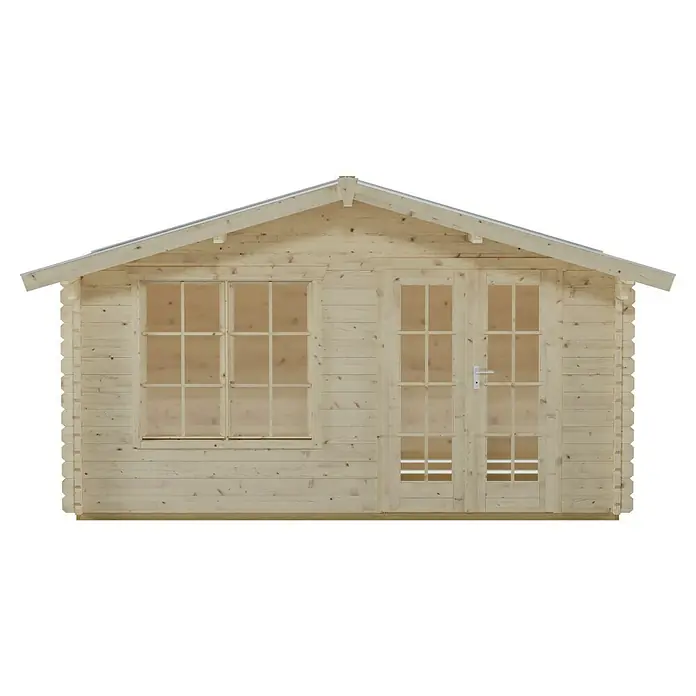 SKAN HOLZ Gartenhaus Stavanger 2 - Außenmaß inkl. Dachüberstand (B x T): 420 x 480 cm, Holz, Natur - Ein helles Holzgartenhaus mit Fenster und Doppeltür, ideal für den Garten. Natürliche Holzoptik für eine freundliche Atmosphäre.
