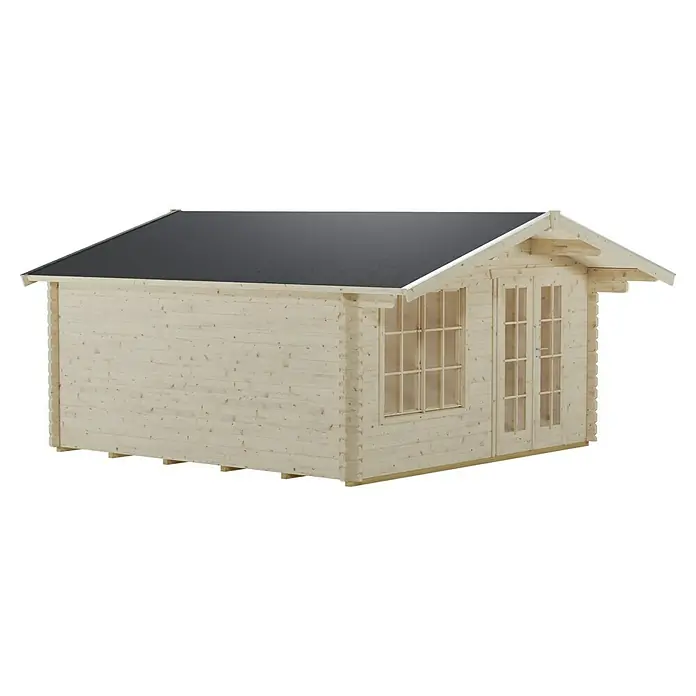 SKAN HOLZ Gartenhaus Stavanger 2 - Außenmaß inkl. Dachüberstand (B x T): 420 x 480 cm, Holz, Natur - Holzgartenhaus mit schwarzem Dach und Doppeltür. Ideal für zusätzlichen Stauraum im Garten oder als gemütlicher Rückzugsort.