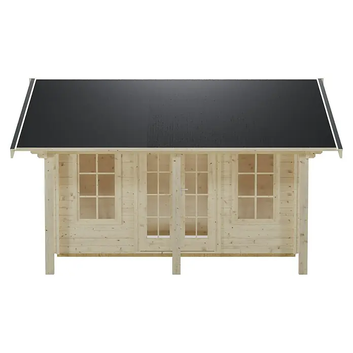 SKAN HOLZ Gartenhaus Luzern - Außenmaß inkl. Dachüberstand (B x T): 460 x 580 cm, Holz, Natur, 1 Lage Dachschalung - Holzgartenhaus mit Doppeltür und Fenstern, ideal für den Garten. Das Gartenhaus bietet viel Platz und ist einfach zu montieren.