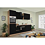 Respekta Premium Küchenleerblock Lorena (Breite: 270 cm, Schwarz, Dekor Arbeitsplatte: Holzoptik, Hochglänzend, Ohne Elektrogeräte) | BAUHAUS