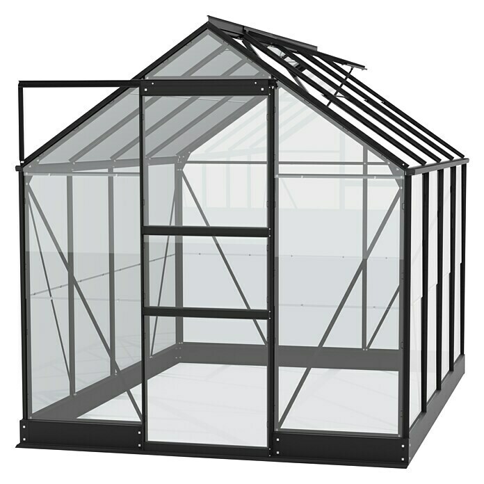 Vitavia Gewächshaus Eris 5000 (Außenmaß inkl. Dachüberstand (B x T): 195 x 261 cm, Material Seitenwand: Glas, 3 mm, Schwarz) | BAUHAUS