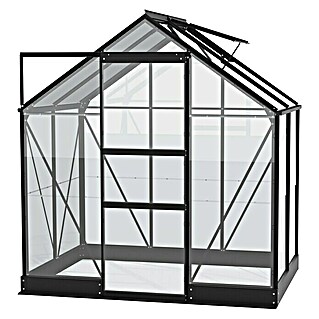 Vitavia Gewächshaus Eris 2500 (Außenmaß inkl. Dachüberstand (B x T): 23 x 136,6 cm, Material Seitenwand: Glas, 3 mm, Schwarz)