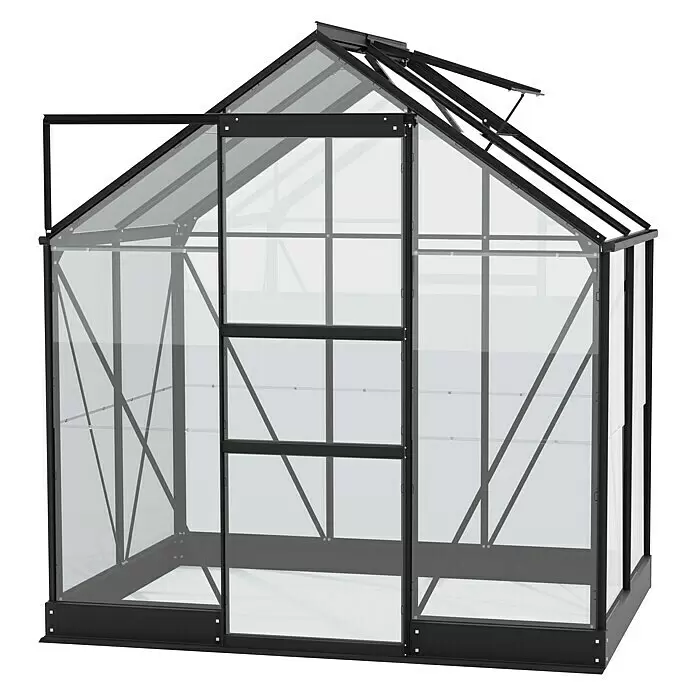 Vitavia Gewächshaus Eris 2500 - Außenmaß inkl. Dachüberstand (B x T): 23 x 136,6 cm, Material Seitenwand: Glas, 3 mm, Schwarz - Diagonale Ansicht
