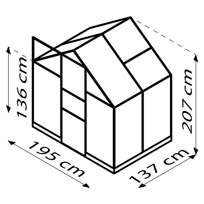 Vitavia Gewächshaus Eris 2500 (Außenmaß inkl. Dachüberstand (B x T): 23 x 136,6 cm, Material Seitenwand: Glas, 3 mm, Schwarz) | BAUHAUS