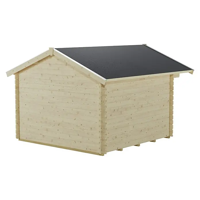 SKAN HOLZ Gartenhaus Como 3 - Außenmaß inkl. Dachüberstand (B x T): 340 x 400 cm, Holz, Natur - Ein kompakter Holzschuppen mit einem schlichten, schwarzen Dach, ideal für die Aufbewahrung von Gartengeräten oder als kleines Gartenhaus.