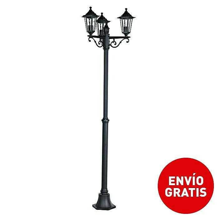 Farola Orlando (3 × 60 W, Altura: 217 cm, Negro)