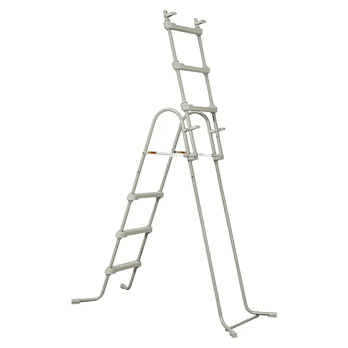 Frame-Pool Summer Waves Active - Ø x H: 457 x 107 cm, Braun, 15.297 l - Graue Poolleiter mit vier Stufen und Sicherheitsbarriere. Ideal für den einfachen und sicheren Zugang zum Pool.