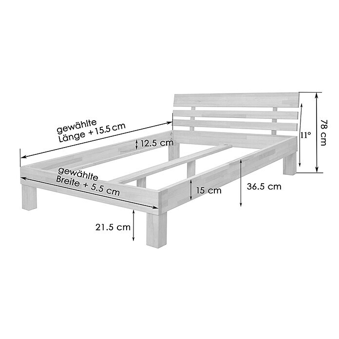 Krok Wood Bett Julia (140 x 200 cm, Buche) | BAUHAUS