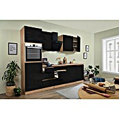 Respekta Premium Küchenleerblock Lorena (Breite: 280 cm, Schwarz, Dekor Arbeitsplatte: Holzoptik, Hochglänzend, Ohne Elektrogeräte) | BAUHAUS