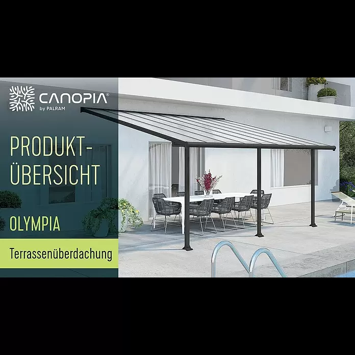 Palram – Canopia Terrassenüberdachung Olympia - B x T: 730 x 300 cm, Verkehrsweiß, Polycarbonat, Transparent - Terrassenberdachung Olympia von Canopia by Palram (DE)Terrassenüberdachung Olympia™ von Canopia by Palram (DE)
