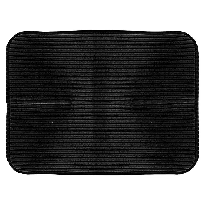 Escurreplatos acolchado - 1 ud., 45,5 x 35,5 cm - Alfombra negra rectangular de interior con ribetes horizontales, ideal para entradas.
