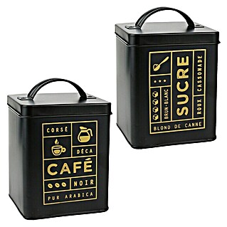 Recipiente de almacenaje con tapa (Específico para: Café o Azúcar, Metal, Negro, L x An x Al: 11,5 x 11,5 x 17,5 cm)
