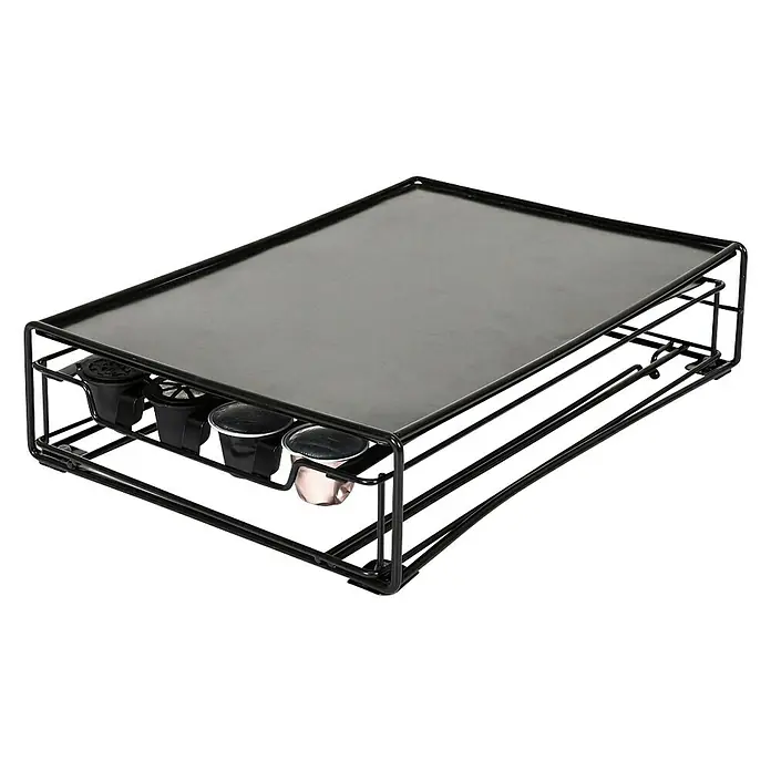 Dispensador cápsulas de café Nespresso - L x An x Al: 31 x 21 x 7 cm, 32 cápsulas - Soporte de cápsulas de café negro con parte superior plana, diseñado para almacenar cápsulas de café, ideal para organizar tu estación de café.