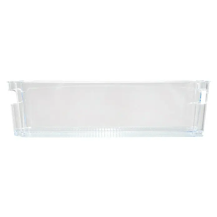 Organizador de nevera con asas - 37 x 10,7 x 9,9 cm, Transparente - Un contenedor de almacenamiento transparente, perfecto para organizar artículos en el refrigerador o despensa.