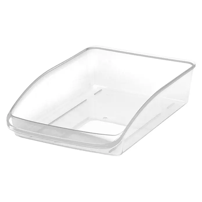 Bandeja para nevera - 33 x 22 x 8 cm, Transparente - Un recipiente de almacenamiento transparente y vacío, diseñado para la organización de alimentos y la despensa.