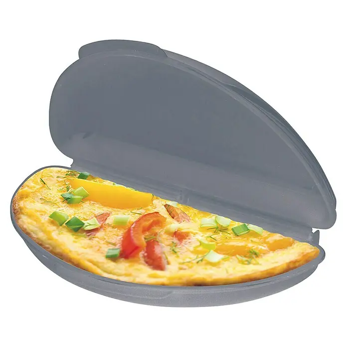 Cocedor de tortilla express - Específico para: Microondas, L x An x Al: 12,2 x 21,2 x 5 cm - Omelette maker: Una deliciosa tortilla recién hecha con verduras en una práctica omelette gris, perfecta para cocinar en el microondas.