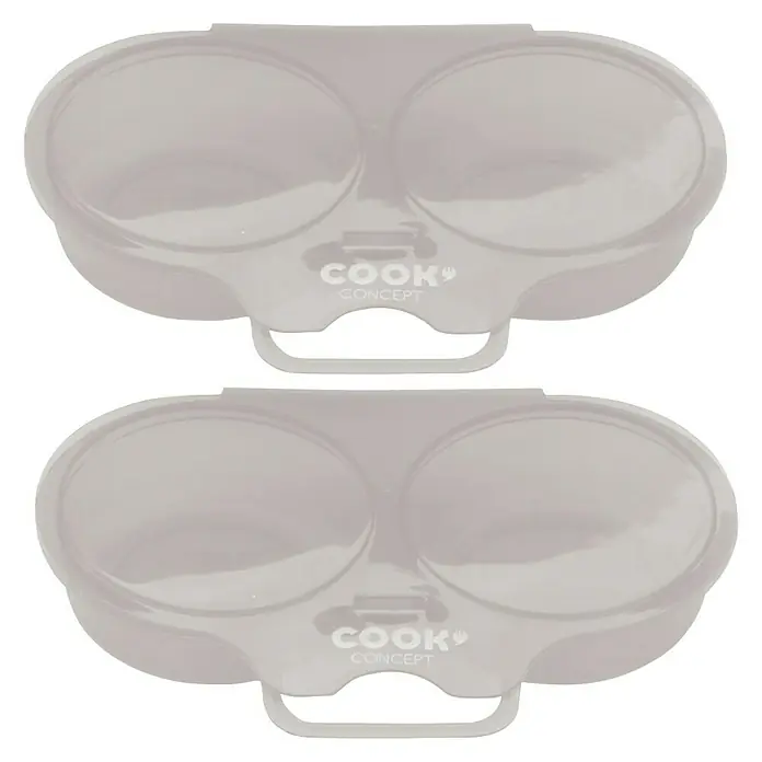 Set de cuece huevos doble para microondas - 2 ud., Específico para: Microondas - Dos recipientes grises Cook Concept para escalfar huevos en microondas, cada uno con doble cavidad para preparar dos huevos a la vez.