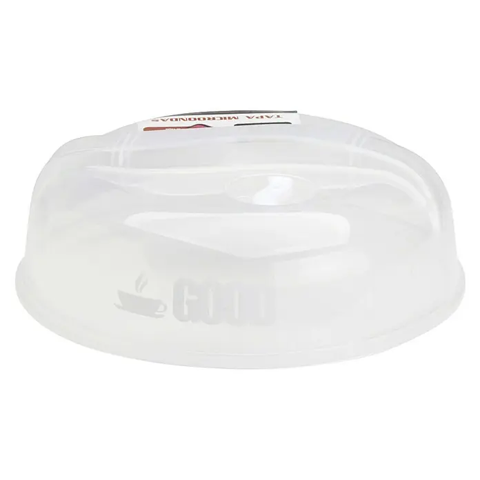Tapa para microondas con válvula de vapor - Plástico, Diámetro: 25,5 mm - Tapa de microondas de plástico transparente con impresión "Good", ideal para cubrir alimentos en el microondas.
