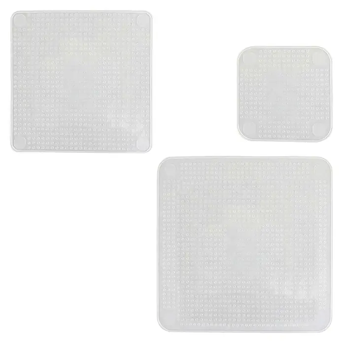Set de tapas estirables - 3 ud., Silicona - Tapas de silicona para alimentos en varios tamaños, transparentes y reutilizables para recipientes.
