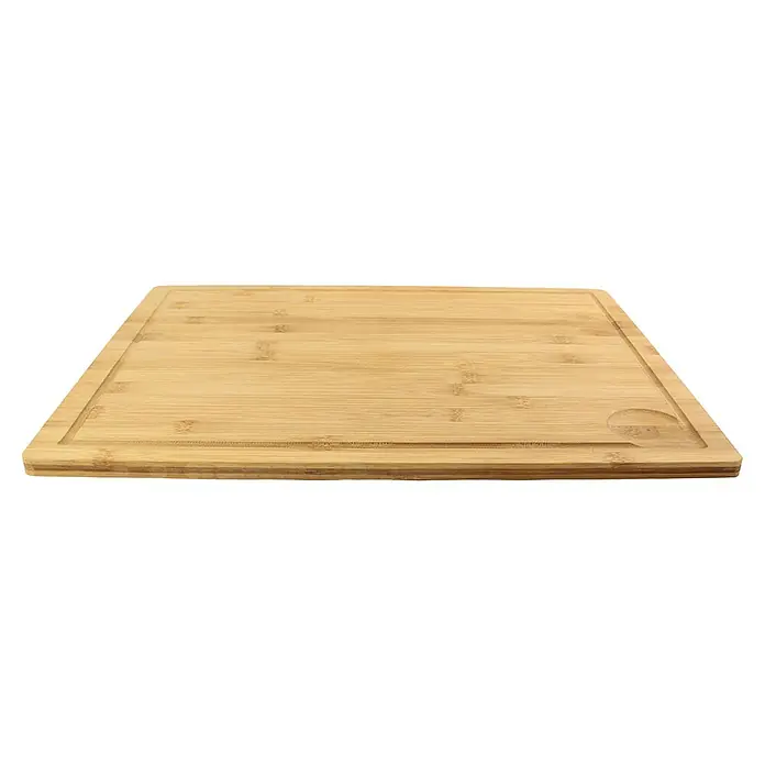Tabla de cortar para encimera - 34 x 45 x 3,5 cm, Bambú - Tabla de cortar grande de bambú rectangular con ranura para jugos y hueco para recoger líquidos. Ideal para la cocina.