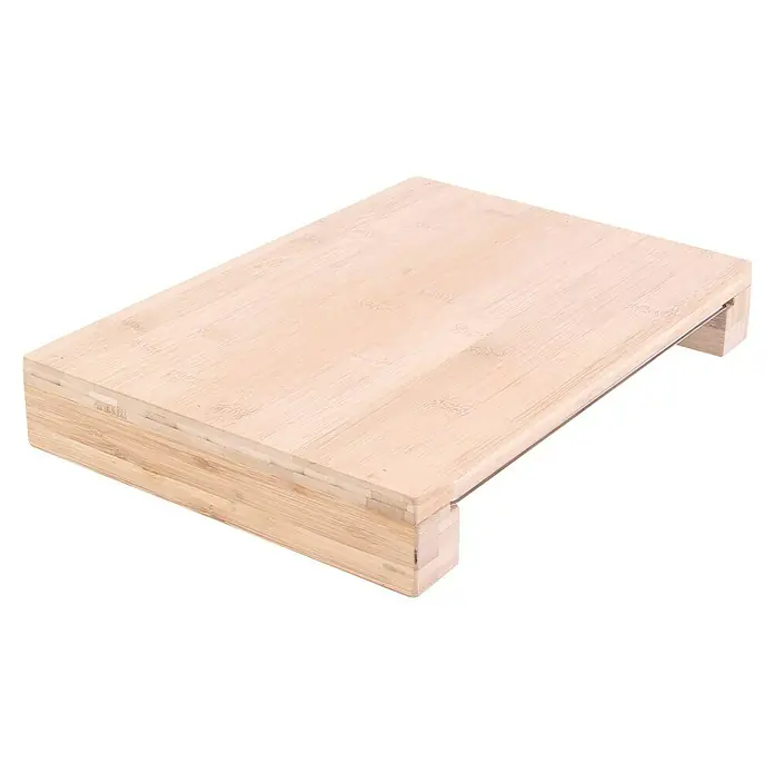 Tabla de cortar con cajón - 26,5 x 38,5 x 5,9 cm, Bambú - El soporte elevado para monitor de madera clara ofrece una solución sencilla y elegante para un trabajo de escritorio ergonómico.
