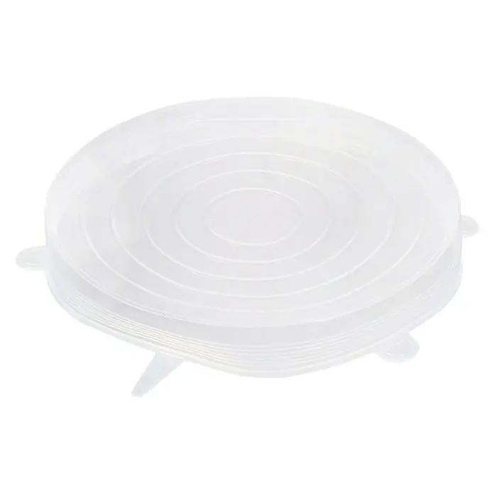Set de tapas flexibles - 3 ud., Silicona - La envoltura de silicona transparente con agarres mantiene los alimentos frescos y es reutilizable. ¡Perfecto para cocina y nevera!