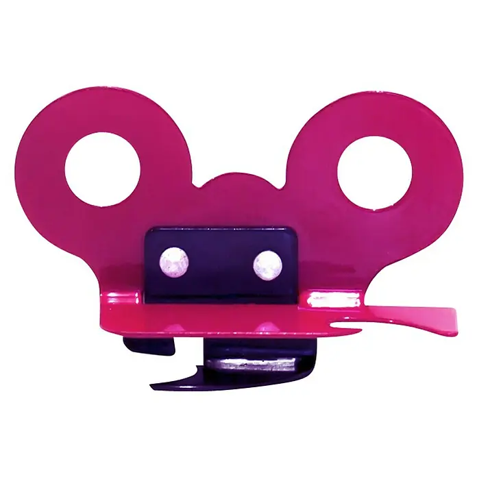 Abrelatas mariposa - 1 ud., Altura: 7,5 cm, Metal - Primer plano de un abrelatas rojo estilo Mickey Mouse, una herramienta de cocina práctica y divertida.