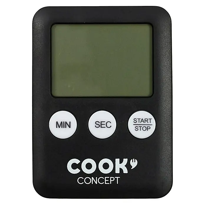 Temporizador digital - An x Al: 3,1 x 7 cm, Plástico - Un temporizador de cocina digital negro de Cook Concept con botones de minutos, segundos y inicio/parada para un control preciso.