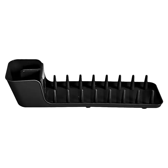Escurreplatos compacto - L x An x Al: 13 x 44 x 10 cm, Plástico - Escurridor de platos negro con porta cubiertos, ideal para la organización de la cocina.