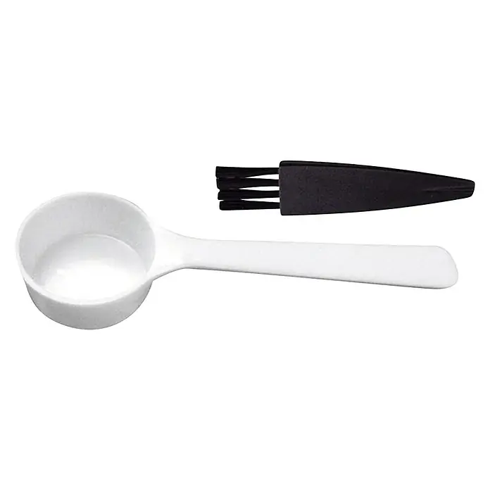 Cápsulas de café reutilizables - 3 ud., Específico para: Dolce Gusto - Cucharilla dosificadora blanca y cepillo de limpieza negro para máquina de café, accesorios útiles para la preparación del café.