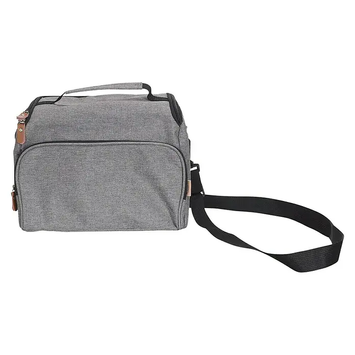 Bolsa isotérmica - L x An x Al: 13 x 28 x 23 cm, Gris - Bolsa isotérmica gris con asa y correa para el hombro, perfecta para picnics y transportar alimentos. Práctica y con estilo.