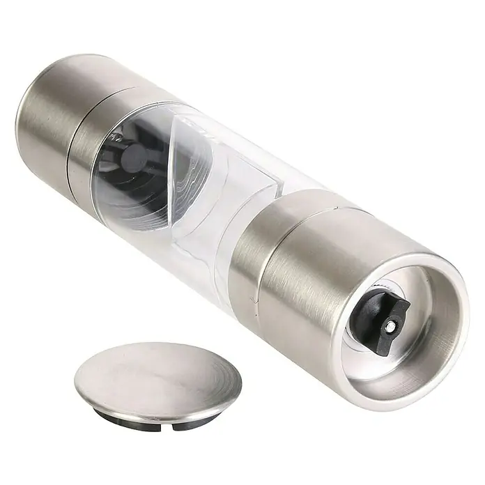 Molinillo de sal y pimienta 2 en 1 - 5,2 mm x 21,8 cm, 230 ml - Molinillo de sal y pimienta de acero inoxidable con mecanismo de molienda ajustable y tapa.