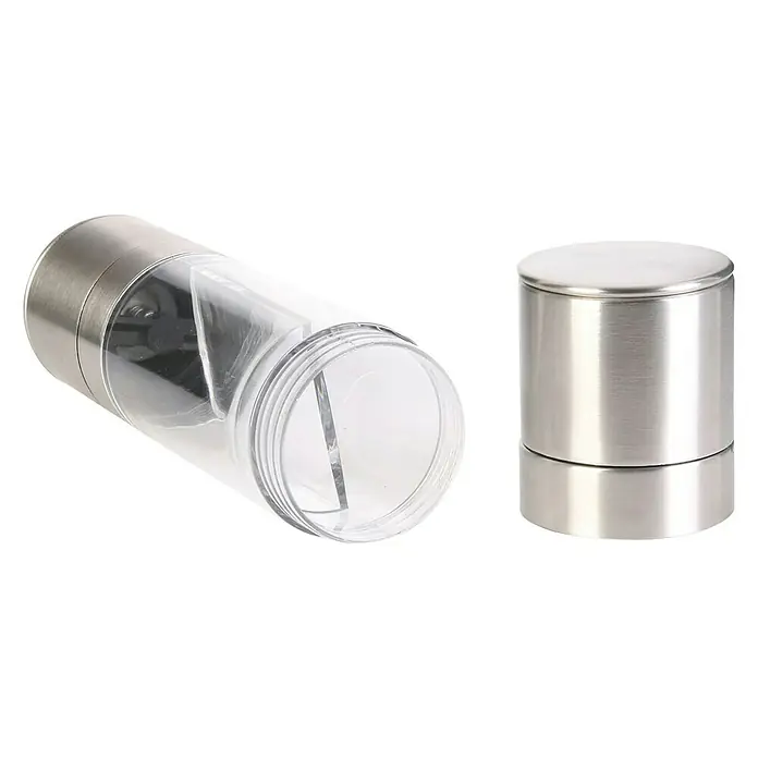 Molinillo de sal y pimienta 2 en 1 - 5,2 mm x 21,8 cm, 230 ml - Molinillo de especias de acero inoxidable y acrílico transparente con tapa separada. Práctico y elegante para cualquier cocina.