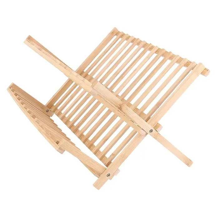 Escurreplatos de madera - L x An x Al: 33 x 40,3 x 24 cm, Bambú - Un escurreplatos de madera con muchas lamas para secar los platos. Compacto, perfecto para cocinas pequeñas, con un encanto rústico.