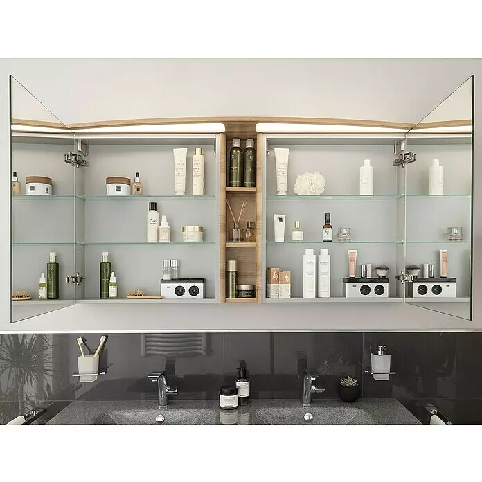 Lanzet Classico Badmöbel-Set CL14WBC - 137,2 cm, Berg Eiche, Farbe Griff: Chrom - Detailaufnahme