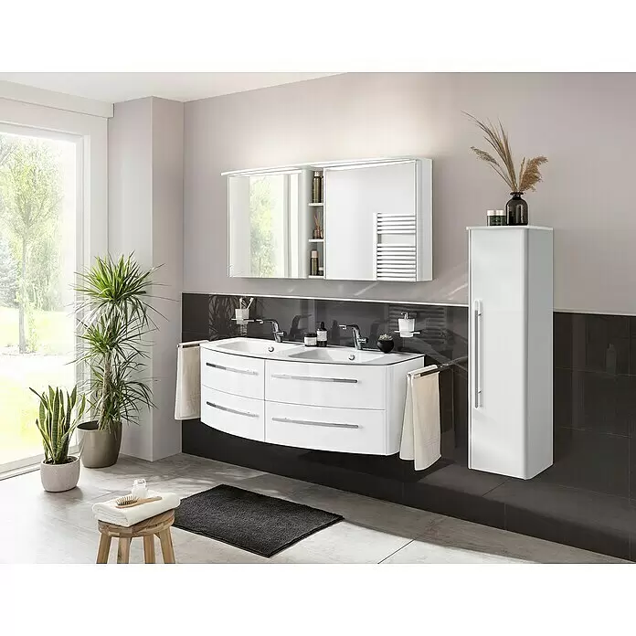 Lanzet Classico MidischrankB x T x H: 31,2 x 32,5 x 121,4 cm, Weiß, Farbe Griff: Chrom, DIN Anschlag: Rechts