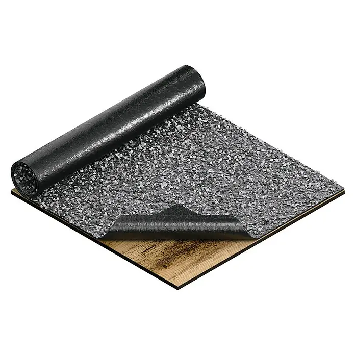 Bosch Professional Diamant-Trennscheibe Standard for Ceramic - Durchmesser Scheibe: 200 mm, Höhe Segment: 7 mm - Eine Nahaufnahme eines Stücks Dachpappe, teilweise aufgerollt, mit einer Schicht aus kleinen Steinen.