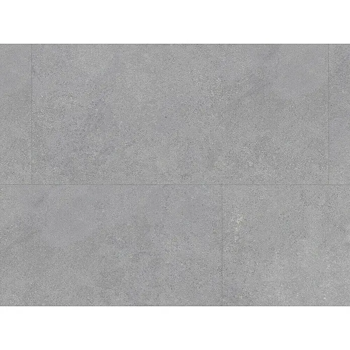 b!design Vinylbodenmuster SPC Modena280 x 160 x 4 mm, Fliesenoptik - Detailaufnahme einer Bodenfläche mit quadratischen, grauen Fliesen mit feiner, unregelmäßiger Struktur und Fugen.