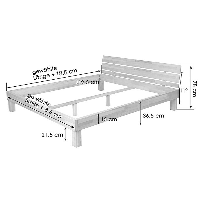 Krok Wood Bett Valetta (100 x 200 cm, Buche) | BAUHAUS