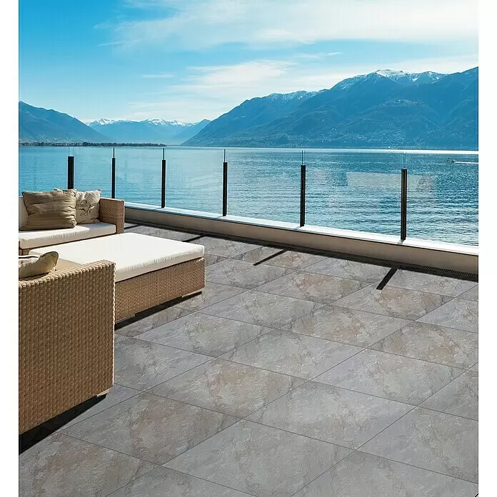 Terrassenfliese Nevada - 60 x 60 x 2 cm, Braun, Matt - Stimmungsaufnahme