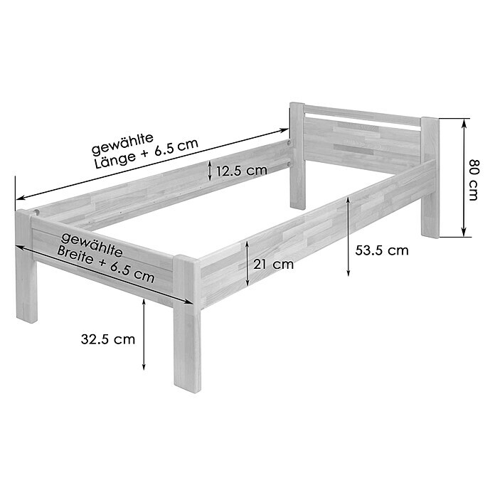 Krok Wood Bett Sisi (90 x 200 cm, Buche) | BAUHAUS