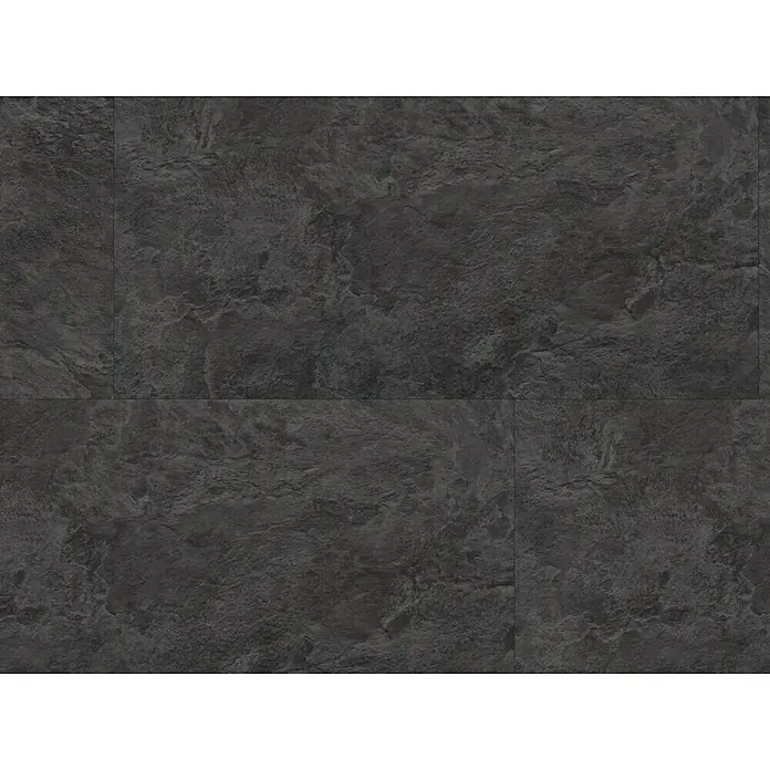 b!design Vinylbodenmuster SPC Florentina - 280 x 160 x 4 mm, Fliesenoptik - Dunkle Bodenfliese in Schieferoptik. Das Design ahmt die natürliche Textur und Farbe von Schiefer nach und verleiht jedem Raum eine elegante Note.