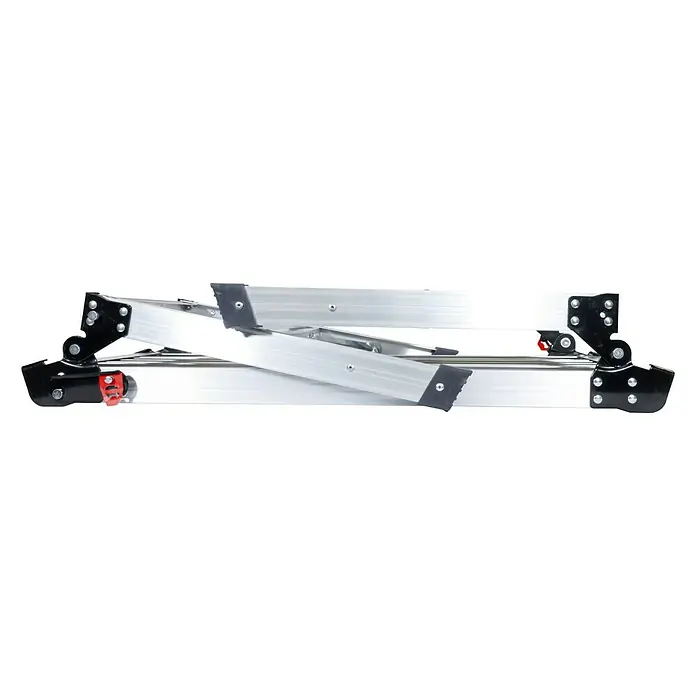 Güde Arbeitsplattform GAAP 760 - Arbeitshöhe: 49,5 cm, Belastbarkeit: 150 kg, Aluminium - Zusammengeklappte Mehrzweckleiter aus Aluminium mit rutschfesten Füßen für einfache Lagerung und Transport.