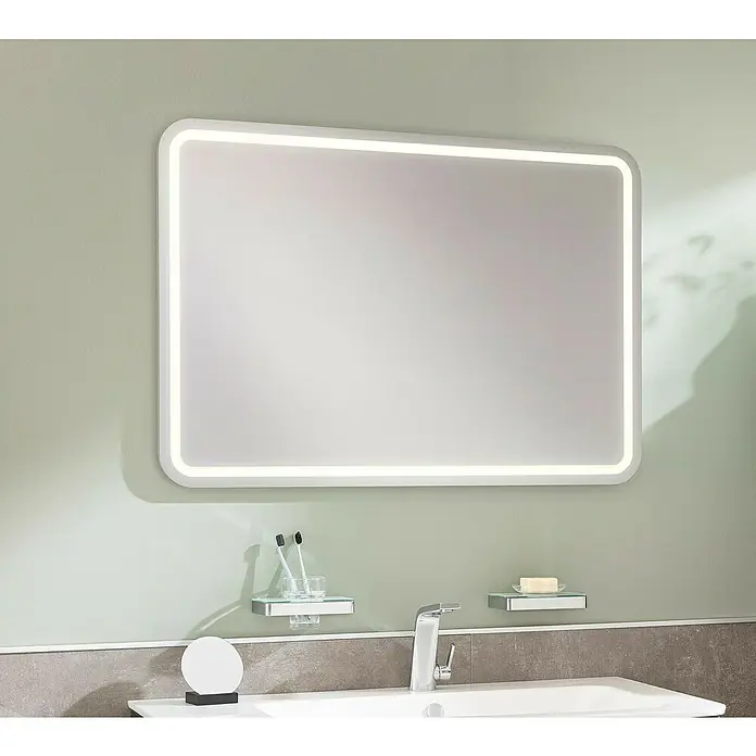 Lanzet Classico LED-Lichtspiegel - 100 x 70 cm - Dieser moderne Badezimmerspiegel mit integrierter LED-Beleuchtung sorgt für eine angenehme Atmosphäre und bietet optimale Sicht beim täglichen Gebrauch.